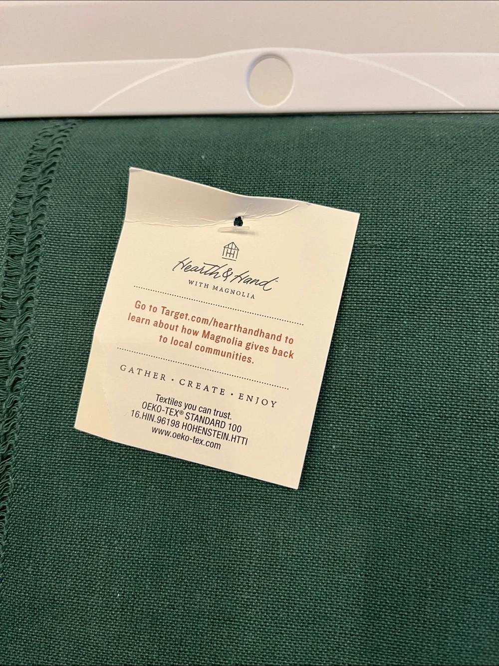 Hearth & Hand Dark Green Crochet-Trim Kitchen table cloth